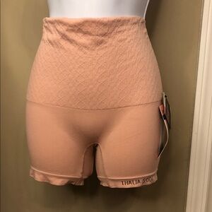 Thalia Sodi High-Waist Shaping Shorts in Peach